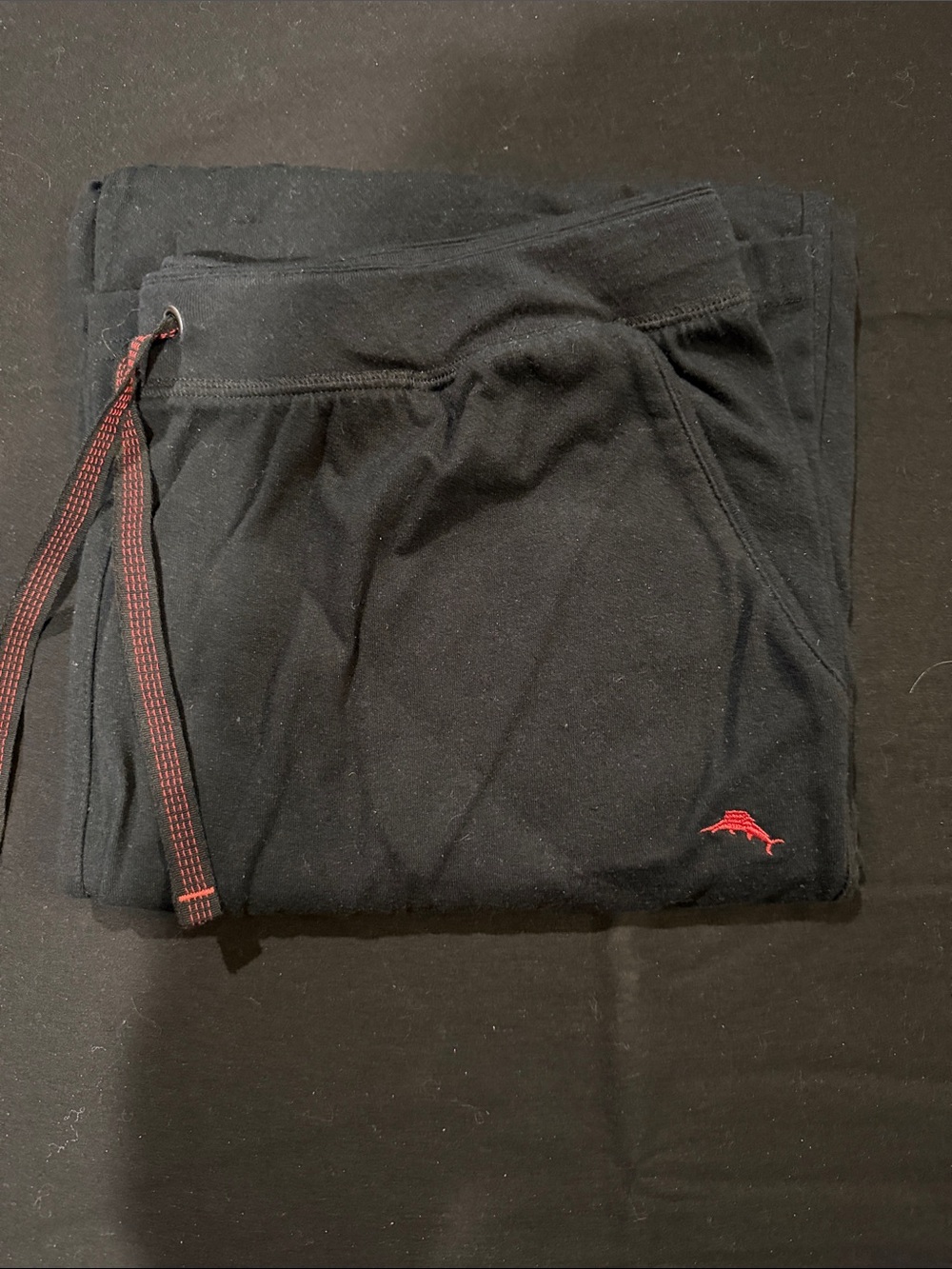 Tommy Bahama Black Lounge Pants with Red logo and Drawcord - Picture 1 of 2